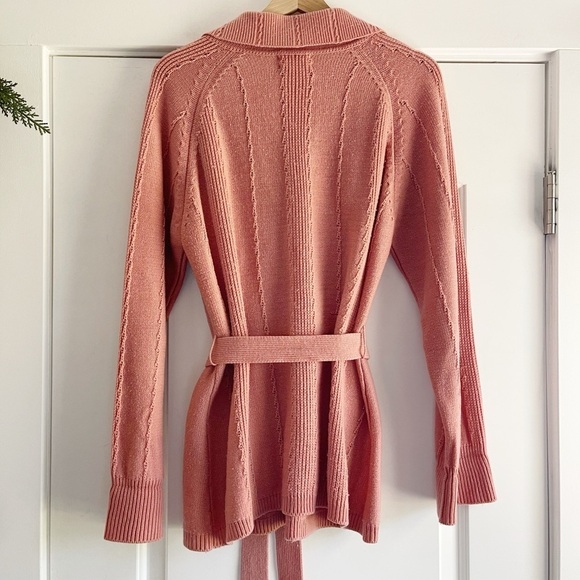 Vintage 70s Duet Button Front-tie Waist Cardigan Mauvey Pink - L - Picture 5 of 5